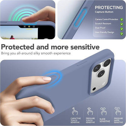 GONEZ Magnetic for iPhone 17 Pro Case, Compatible with MagSafe, [Screen Protector + Camera Lens Protector], Liquid Silicone Anti-Scratch Shockproof Protective Phone Case 6.3 inch, Lavender Gray