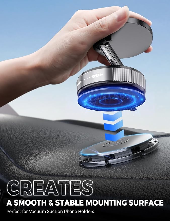 eSamcore 2.75" Dashboard Sticky Pad for Vacuum Suction Magnetic Phone Holder, Flexible Car Dash Mounting Disk with Adhesive for Vacuum Absorption Magnetic Bracket [2-Pack]
