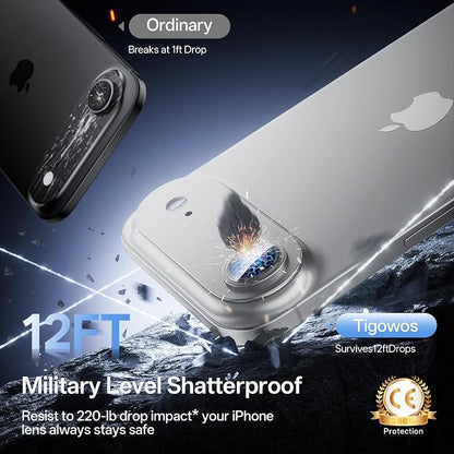 Camera Lens Protector for iPhone Air 6.5"（2025）-Single Piece,Ultra Thin Aluminum Alloy Frame,9H Dual-Strength Glass with 99% AR Light Transmittance,Case Friendly, Silver