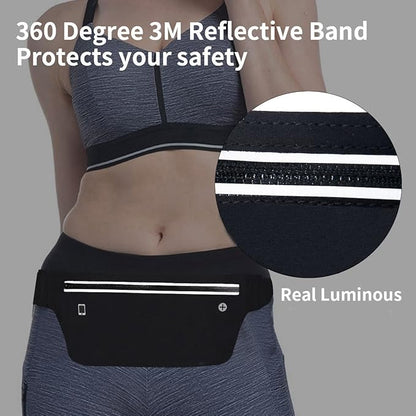Fanny Packs for Women,Waterproof Fanny Pack for Men,Adjustable Running Belt Waist Pack Slim Expandable Pocket Belt,iPhone Running Holder Cell Phone Elastic Waist Pouch Bag for Galaxy Black