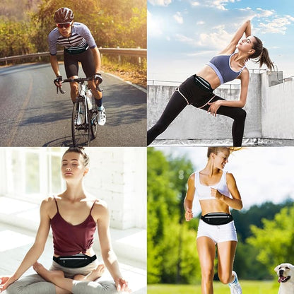 Running belt for Women &Men,Adjustable Exercise Waist Pack Reflective Running Belt for Sports Workout Cycling Hiking, Casual Hands-Free Wallets Phone Bag Fits All Phones(black)