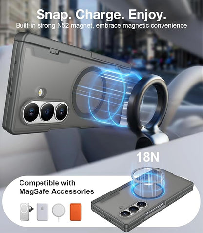 for Samsung Galaxy Z Fold 8 Ultra Case,[Compatible with MagSafe][Built-in HD Screen Protector & Kickstand][Hinge Protection] Translucent Matte Shockproof Phone Case for Z Fold 8 Ultra,Gray