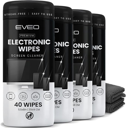 Electronic Wipes Streak-Free Screen Cleaner, TV Screen Cleaner for Smart TV, Screen Wipes Computer Cleaner, TV Cleaner for Electronics: Laptop, Car Phone, iPad | Microfiber Cloth Included [160 Wipes]