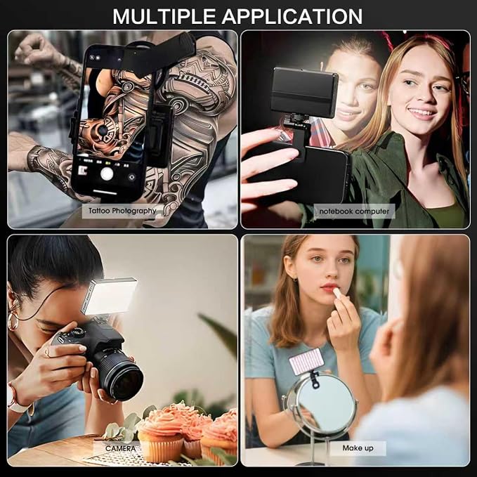 Tattoo Light with 120 LED Beads and 52MM CPL Filter Lens 360° Rotatable Clip Tattoo Equipment Supplies TikTok Remove Glare LED Polarized Fill Light for Video Recording,for Phone, Camera, Laptop, iPad