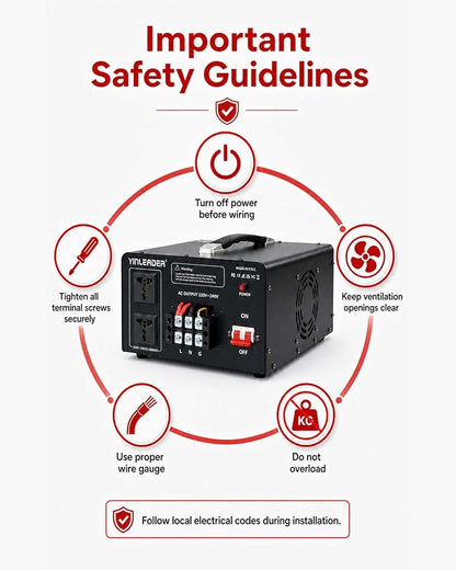 Yinleader 6000W PRO Step Up Transformer, Hardwire Connection Only AC 110-120V to 220-240V High Capacity Voltage Converter, Circuit Breaker Safe Protection for EV Charging(excludes Cable)