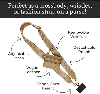 Save the Girls Original Clip and Go Phone Strap Pattern - Crossbody Phone Strap Chain with Zipper Wallet Pouch