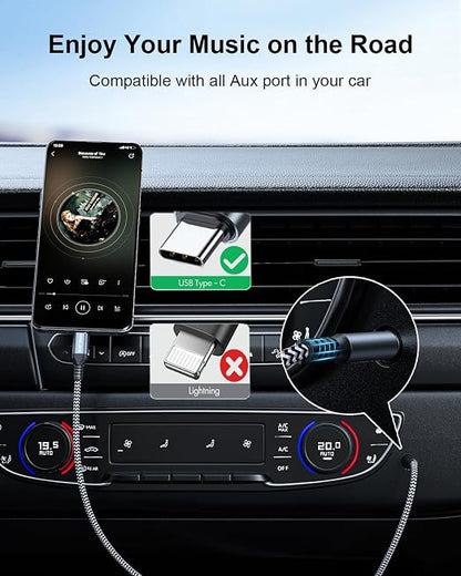 Aux to USB C, 3.3ft Aux Cord to USB C Compatible with iPhone 15/16/17, Galaxy S24/S23, iPad Pro, Pixel - Type C to 3.5mm Cord for Car, Headphones, Speakers
