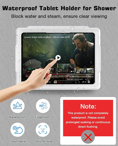 MoKo iPad Shower Holder Waterproof, 360° Rotatable Shower Tablet Holder for 11" iPad, Magnetic Tablet Mount for Fridge, Telescopic Arm, Anti-Fog Touch Screen, 3 Placement Modes, for Bathroom Kitchen