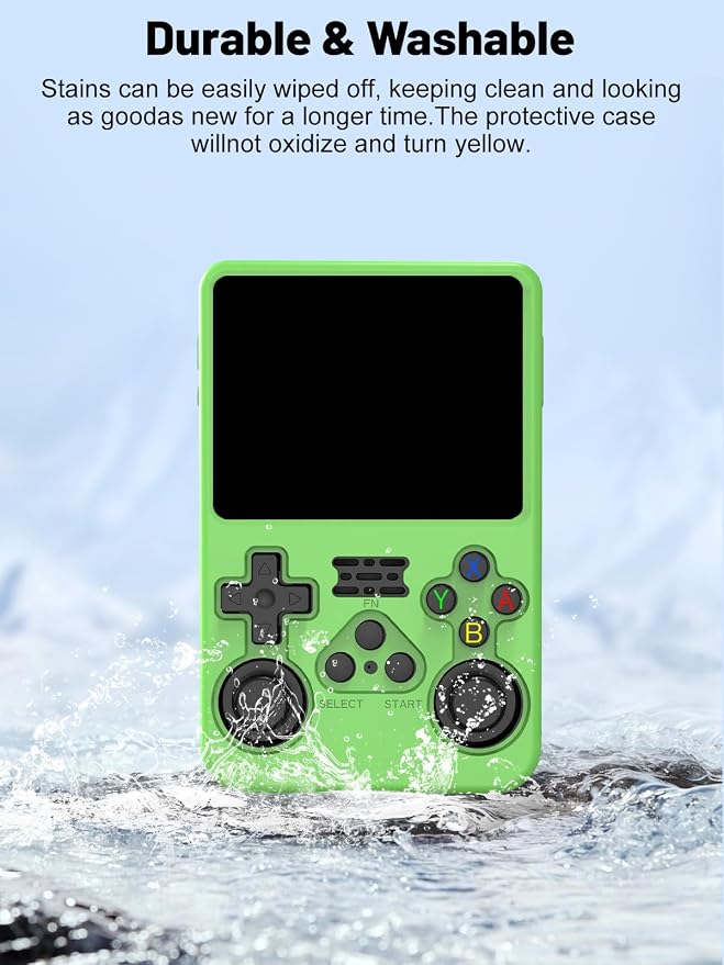 Silicone Protective Case for Anbernic R36S Game Console, Full-Body Protective Cover with Precise Cutout, Shockproof Dustproof Protector Sleeve & Scratch-Resistant Sleeve (Green)
