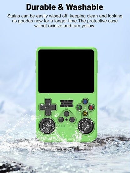 Silicone Protective Case for Anbernic R36S Game Console, Full-Body Protective Cover with Precise Cutout, Shockproof Dustproof Protector Sleeve & Scratch-Resistant Sleeve (Green)