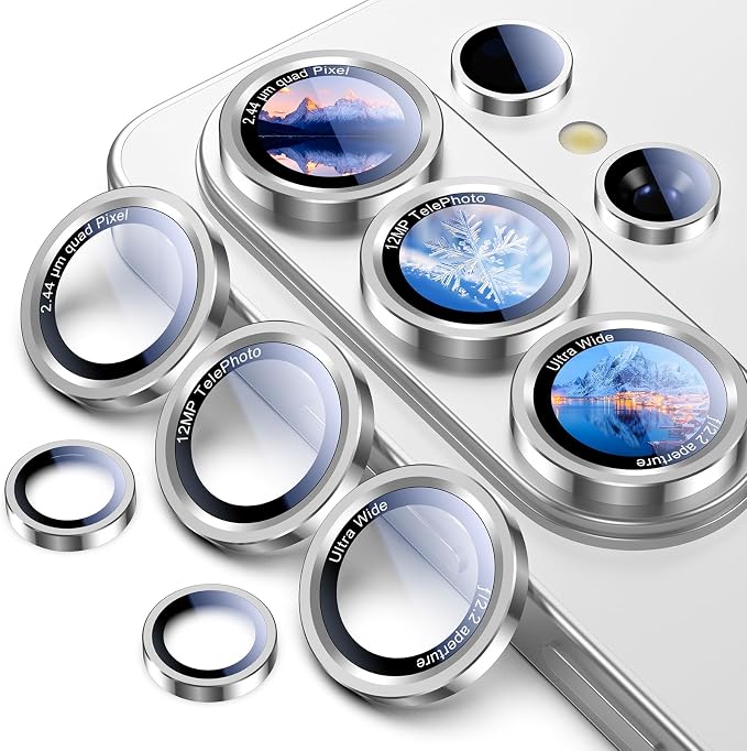 Uyiton for Samsung Galaxy S26 Ultra Camera Lens Protector - [Case-Friendly][Not Easy to Break][Ultra-Thin] Military-Grade Tempered Glass with Aluminum Metal Rear Camera Screen Cover - White