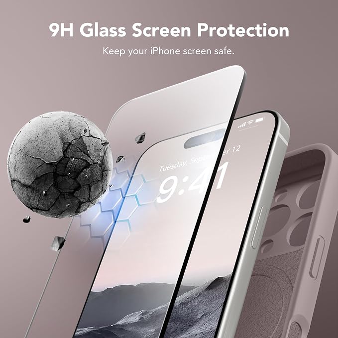 Magnetic for iPhone 16 Pro Case, Compatible with MagSafe, [Full Camera Protection][Screen Protector] Silicone Shockproof Protective Phone Case for iPhone 16 Pro 6.3", Hazel