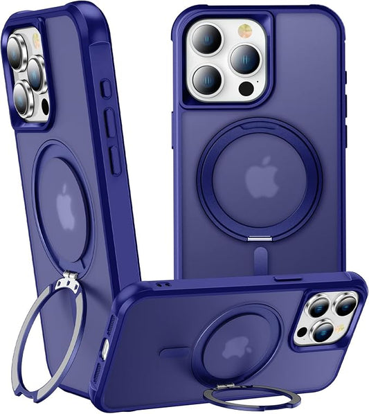 360° Magnetic Swivel Ring for iPhone 15 pro max case, Built-in Metal Stand and Ring Holder, Magsafe Compatible, Military Grade Protection, Shock Resistant - Blue