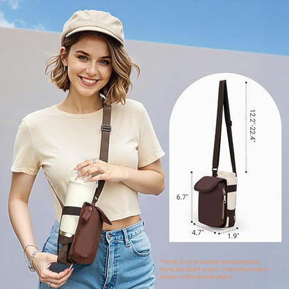 Herald Mini Phone Crossbody Bag with Water Bottle Holder, Water Bottle Carrier Bag with Strap for GYM, Hiking, Cycling