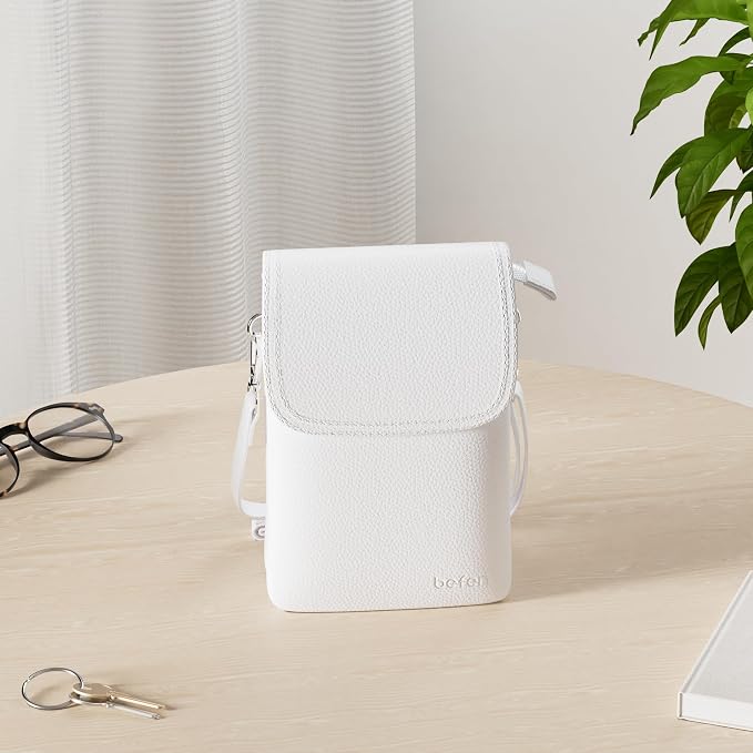 befen Genuine Leather Small Crossbody Bags for Women Cell Phone Bag Cross Body Purses,Silver Zipper