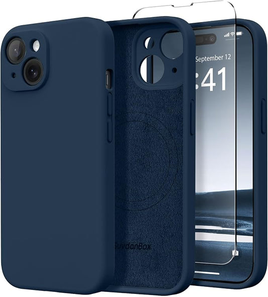 Magnetic for iPhone 14 Case, Compatible with MagSafe, [Full Camera Protection][Screen Protector] Silicone Shockproof Protective Phone Case for iPhone 14 6.1 inch, Cobalt Blue