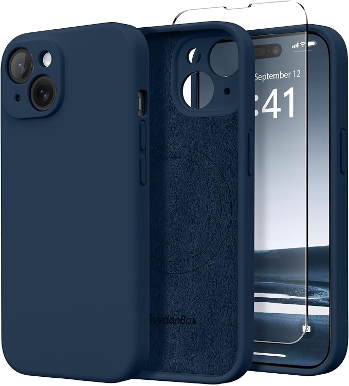 Magnetic for iPhone 13 Case, Compatible with MagSafe, [Full Camera Protection][Screen Protector] Silicone Shockproof Protective Phone Case for iPhone 13 6.1", Cobalt Blue