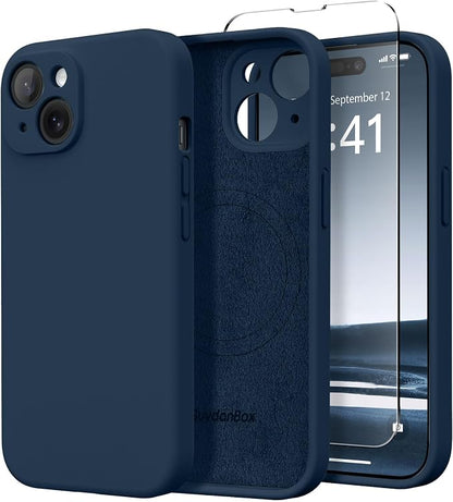 Magnetic for iPhone 15 Plus Case, Compatible with MagSafe, [Full Camera Protection][Screen Protector] Silicone Shockproof Protective Phone Case for iPhone 15 Plus 6.7", Cobalt Blue