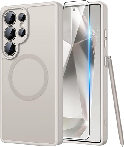 FNTCASE for Samsung Galaxy S24 Ultra Case, Compatible with Magsafe | Screen Protector, Full Camera Protection, Translucent Matte, 14FT Military Grade Drop Proof, Protective Phone Cover