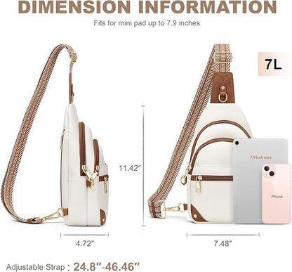 SYTRAH Anti Theft Crossbody Bags for Women, RFID Sling Bag Travel Purse, RFID Cross Body Purses Chest Bag for Travel Beige Brown