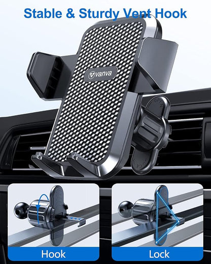vanva Universal Air Vent Car Mount, [ Big Phones & Thick Case Friendly ] Cell Phone Holder for Car Hands Free Clamp Cradle Vehicle fit for All Apple Smasung Galaxy