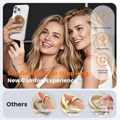 Magnetic Phone Grip & Stand for Desk, Bed & On-the-Go – Compatible with MagSafe – Secure One-Hand Hold, Comfortable Scrolling, Hands-Free Video Calls (Rose Gold)