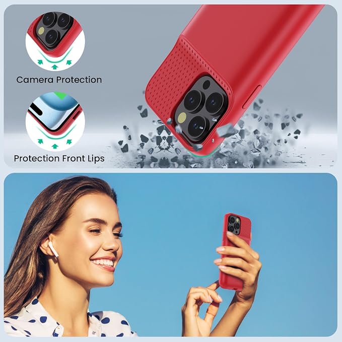Battery Case for iPhone 15 Pro Max,Powerful 8600mah Ultra-Slim Protective Charging Case,15W Fast Charging Portable Rechargeable Expandable Battery Charger Cover for iPhone 15 Pro Max(6.7inch)-Red