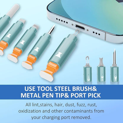 Ordilend for iPhone Cleaning Kit for Charging Port Cleaner, Multi-Tool iPhone Cleaner Repair Lightning Cable, Cell Phone Cleaning Kit for iPad, Connector, Speaker, Airpod with Storage Case, Mint