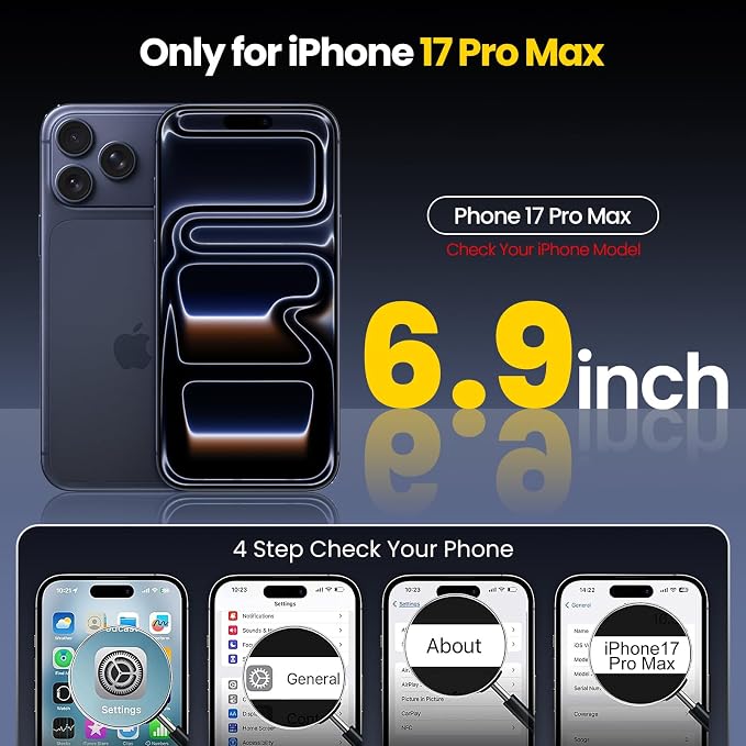 3 in 1 for iPhone 17 Pro Max Case,[1 Screen Protector & 1 Camera Lens Protector ],7X Military-Grade Drop Protection ,Fits MagSafe ,Tough, Rugged & Durable for Heavy Duty iPhone 17 Pro Max Case,Blue