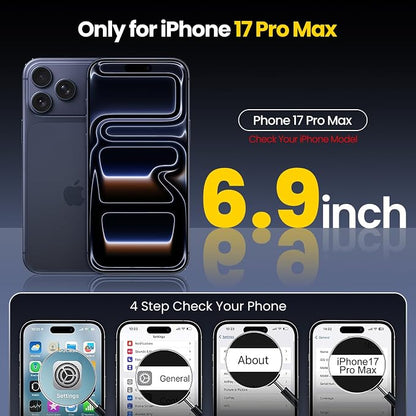 3 in 1 for iPhone 17 Pro Max Case,[1 Screen Protector & 1 Camera Lens Protector ],7X Military-Grade Drop Protection ,Fits MagSafe ,Tough, Rugged & Durable for Heavy Duty iPhone 17 Pro Max Case,Blue