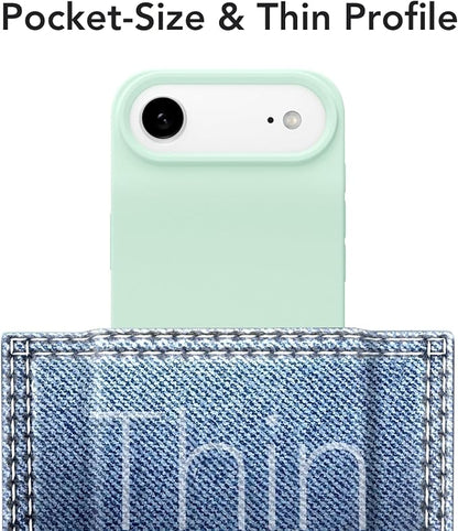 for iPhone 17 Air Case Silicone Compatible with Magsafe Case, Ultra Slim Thin Magnetic Phone Cases Mag Safe, Cute Soft Rubber Gel TPU Matte Plain Wireless Charging Cover for Women, Mint Green