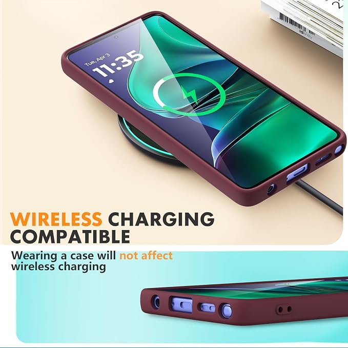 Case for Motorola Moto G Stylus 5G 2025, 2 Pack Tempered Glass Screen Protectors, Soft TPU Liquid Silicone Shockproof Gel Case-Burgundy