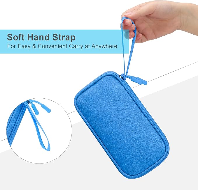 Lacdo Electronic Organizer, Travel Cable Organizer Bag Pouch Tech Electronic Accessories Carry Case Portable Double Layer Charger Case for Cable, Cord, Charger, Phone, Earphone, Power Bank, Azure Blue