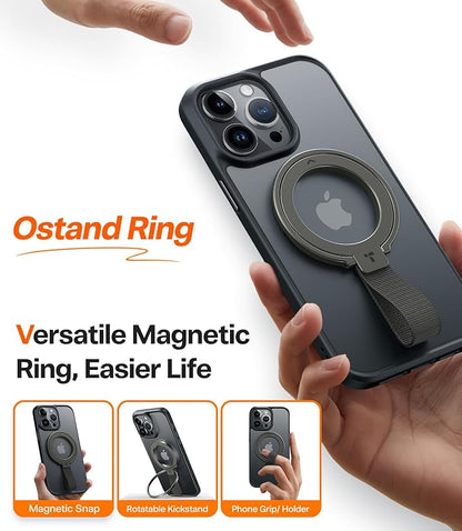 TORRAS 2025 Upgrade (Gen 6.0) Magnetic Phone Grip Holder Kickstand with Braided Strap, Fit for MagSafe Ring Removable, for iPhone 17 16,15, 14, 13 12 Pro/Max Samsung Galaxy, Google, Bronze Black