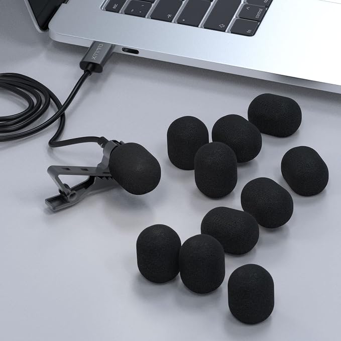 Cubilux Foam Cover for Lavalier Lapel Microphone, Windscreen for Mini Clip-On Lav MIC, 10-Pack 10mm