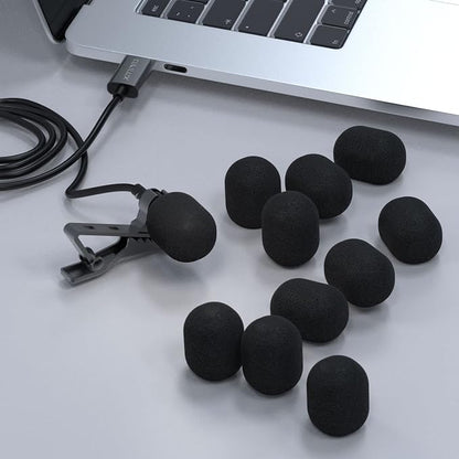 Cubilux Foam Cover for Lavalier Lapel Microphone, Windscreen for Mini Clip-On Lav MIC, 10-Pack 10mm