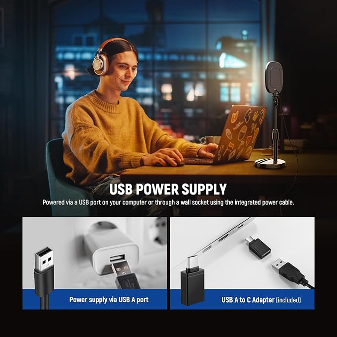 NEEWER Basics 5" Full Screen LED Ring Light with Stand for Desk Video Calls, CRI95, 10W Bi Color Edge Lit Zoom Conference Lighting for Computer Laptop Webcam Phone Streaming Recording, NL10