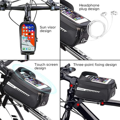 ENGWE Ebike Front Frame Bag for Mountain Bicycles,Compartment with TPU Phone Pocket Screen, Big Storage Waterproof Bike Bag, Phone Pouch for Iphone X/Max,Iphone 11 Pro Max 8plus Below 6.5''