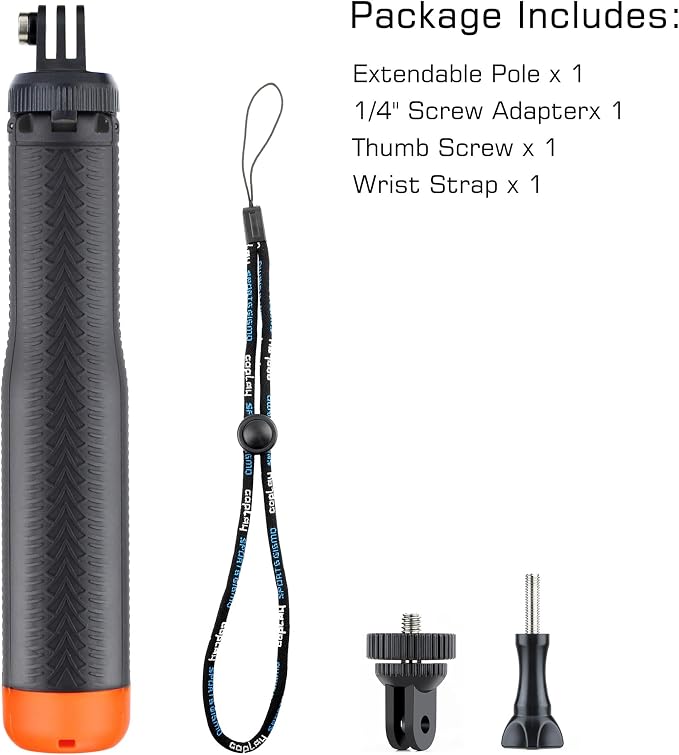 GEPULY Floating Selfie Stick Underwater Hand Grip for GoPro Hero 13, 12, 11, 10, 9, 8, Insta360 Ace Pro 2, DJI OSMO Action 6 5 Pro 4 3 and Most Action Cameras Waterproof Tripod Extendable Monopod