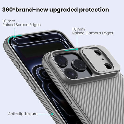 Nillkin for iPhone 17 Pro Case with Slide Camera Cover, Thin Slim Fit, Shockproof Protective, Protector Privacy, Phone Case iPhone 17 Pro Camera Lens Protector 6.3 inch, Gray