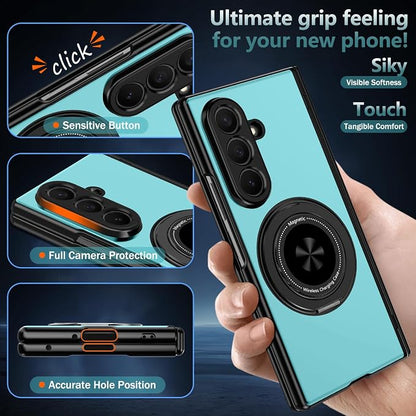 Hekodonk for Galaxy Z Fold 8 Ultra Case with 360 Rotatable Stand,[Compatible with MagSafe][Front Screen Protector],Magnetic Ring Holder with Hinge Protective Case for Samsung Z Fold 8 Ultra,Light Blue