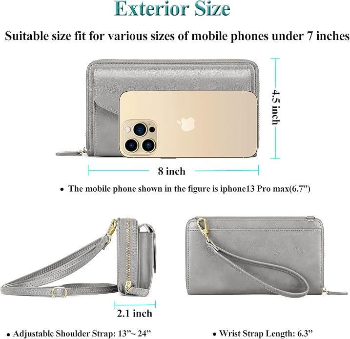 Peacocktion Crossbody Bags for Women RFID Wristlet Wallets Travel Vegan Leather Small Clutch Purses with Phone Pocket Zipper