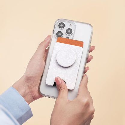 PopSockets Phone Wallet for MagSafe, Phone Card Holder with Grip, White - Blanc Fresh