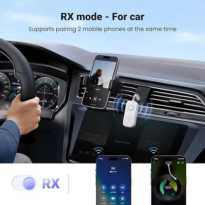 UGREEN Airplane Bluetooth 5.4 Transmitter Receiver for 2 Airpods or Headphones, Airplane Travel Essentials 2-in-1 Wireless Bluetooth Adapter, 3.5MM AUX Jack Adapter on Flight, TV, Car Stereo