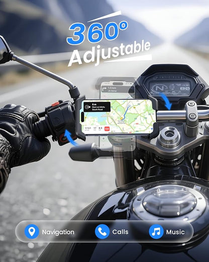 LOXP Anti-Shake Motorcycle Phone Mount - 2026 Dual Vibration Dampener, Universal Bike Phone Holder for iPhone 17/16/15/14/13 Series & Android 4.7-7”, Handlebar Mount for Bicycle/Motorbike/Scooter