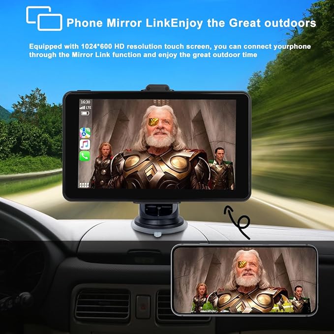 7" Wireless Apple CarPlay & Android Auto Car Screen, HD Portable/Double Din Car Stereo with GPS Navigation, Backup Camera, Voice Control, Bluetooth, FM Radio for All Cars