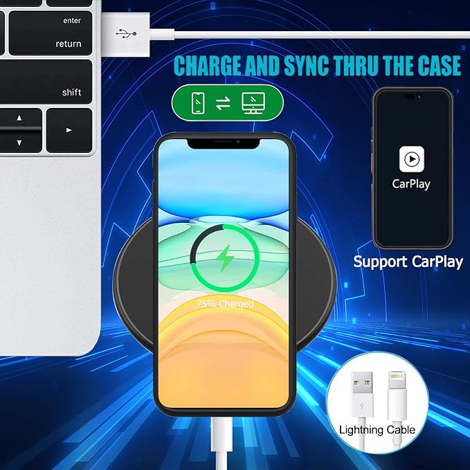 Battery Case for iPhone 11, Upgraded 10000mAh Rechargeable Portable Extended Battery Pack Supported Qi Wireless Charging Case Compatible with iPhone 11 (6.1 inch) Charger Case Support Carplay (Black)