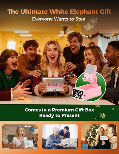 Bluetooth Speaker Birthday Gift for Women:Induction Cell Phone Stand HD Sound Easter Basket Stuffers For Teens Girls,Anti-Slip Phone Holder Kitchen Gadget Women Mom Wife Girlfriend Galentines(Pink)