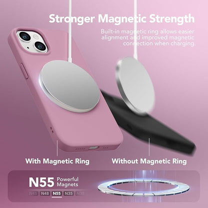GONEZ Magnetic for iPhone 14 Case, Compatible with Magsafe, with Screen Protector + Camera Protector, Anti-Scratch Microfiber Lining, Liquid Silicone Shockproof Protective Phone Case, Blackcurrant