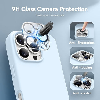 GONEZ Magnetic for iPhone 16 Pro Case, Compatible with MagSafe, [Screen Protector + Camera Lens Protector], Silicone Shockproof Anti-Scratch Protective Phone Case 6.3 inch, Blue